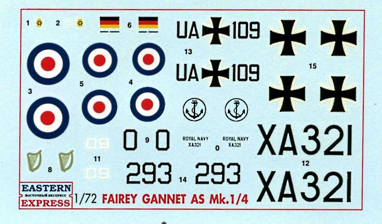 Декаль Eastern Express 72266 Antisubmarine Aircraft Fairey Gannet Mk.1